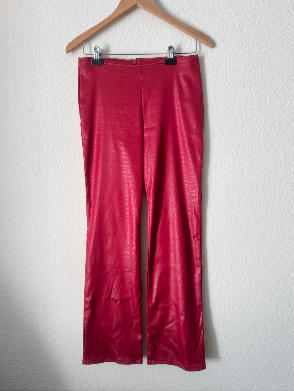 Vintage Y2K Red Faux Leather Satin Flared Pants